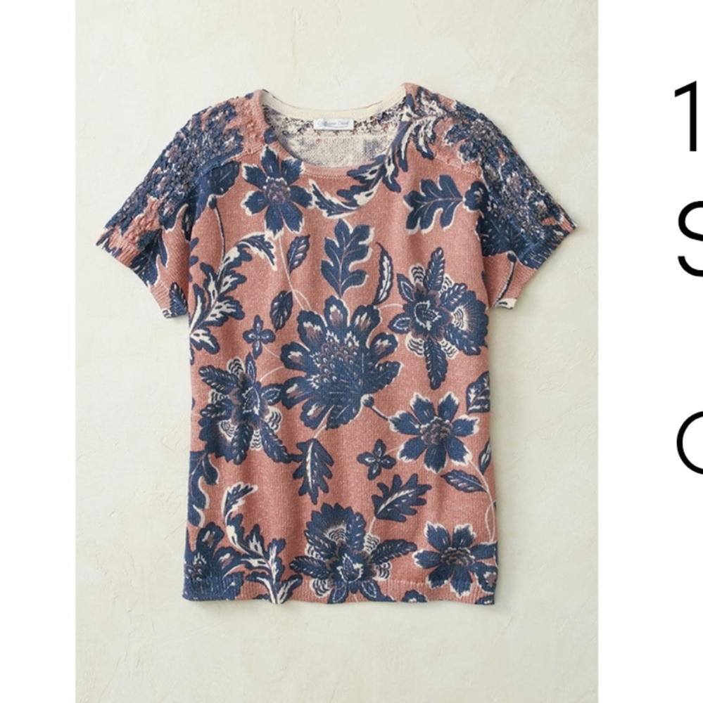 Coldwater Creek Pink and Navy Knit Top